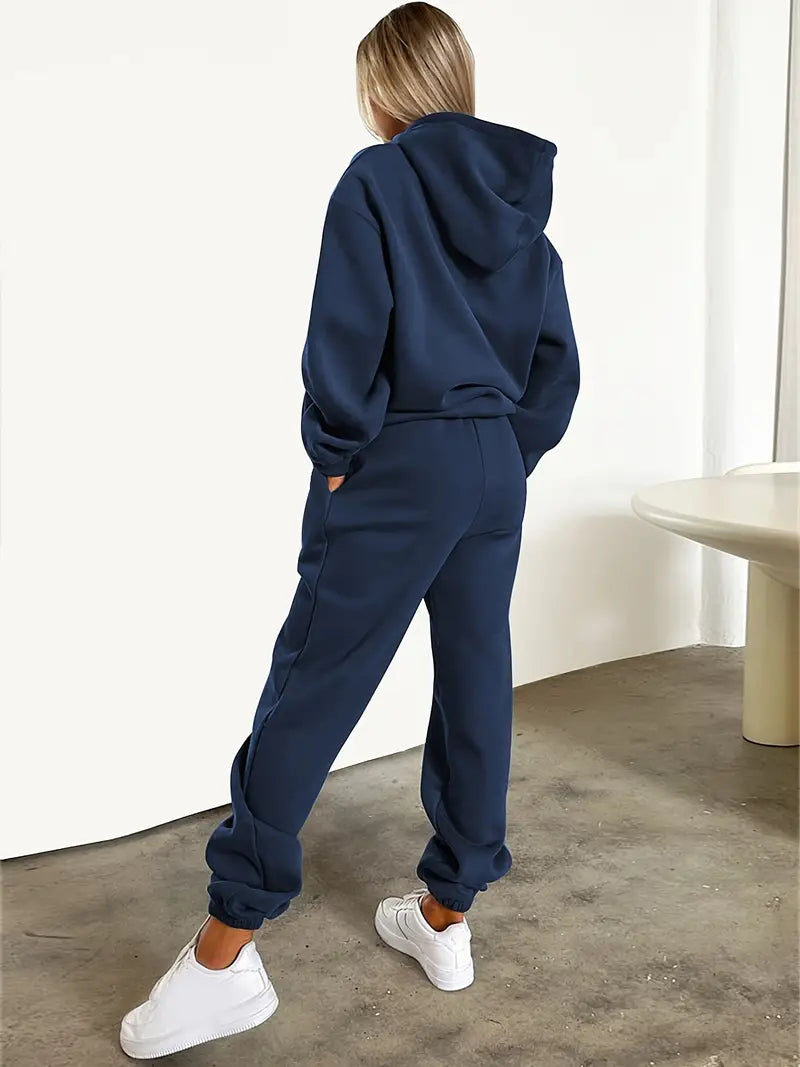 Daromira - Zestaw Bluza z Kapturem i Spodnie Jogger z Nadrukiem