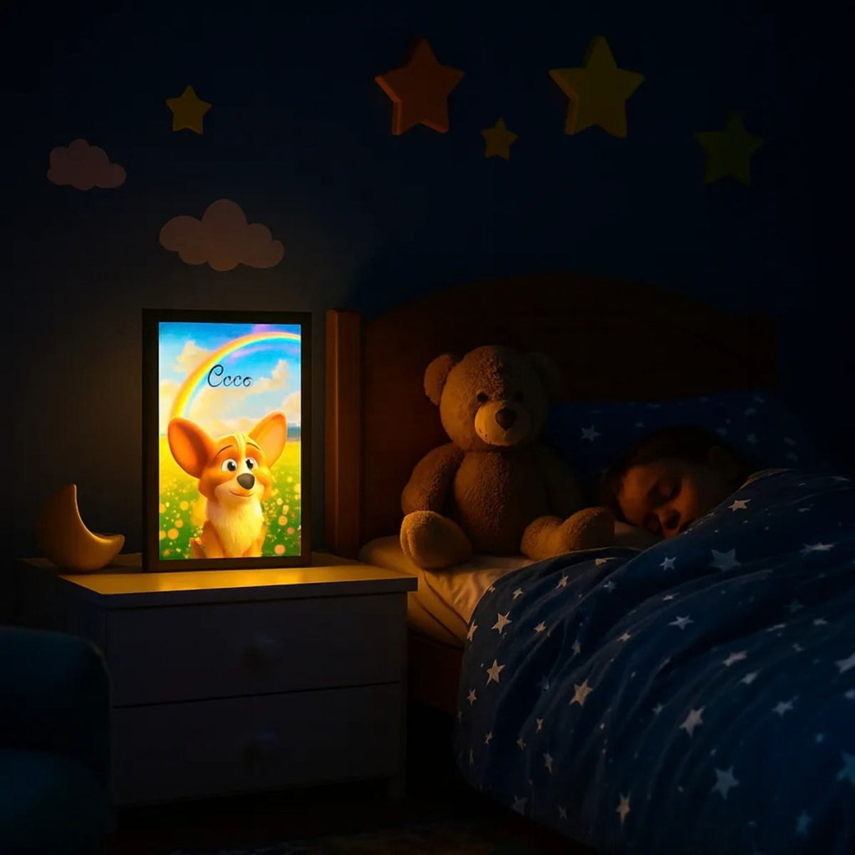 Magiczna lampka nocna LED z portretem pupila
