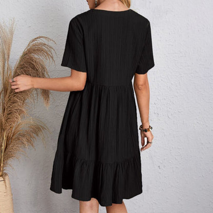 Boho Sukienka Mini z Falbanką i Dekoltem V