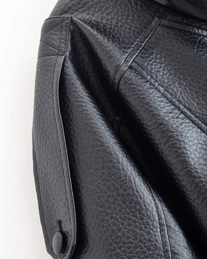 Asymetryczna Kurtka ze Skóry Wegetariańskiej Dla Kobiet