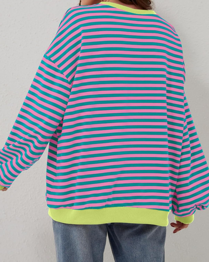 DUA | OVERSIZE'OWA BLUZA W PASKI Z DŁUGIMI RĘKAWAMI