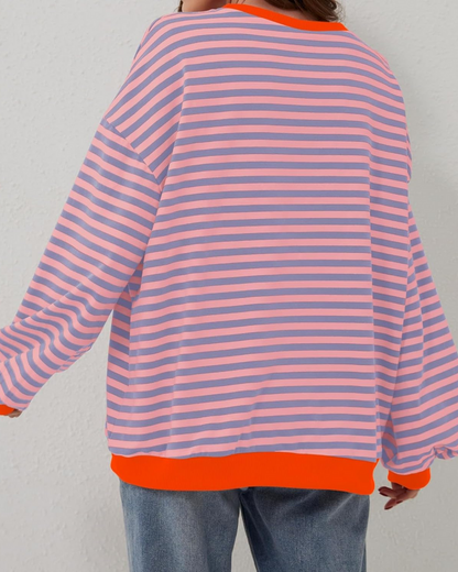 DUA | OVERSIZE'OWA BLUZA W PASKI Z DŁUGIMI RĘKAWAMI