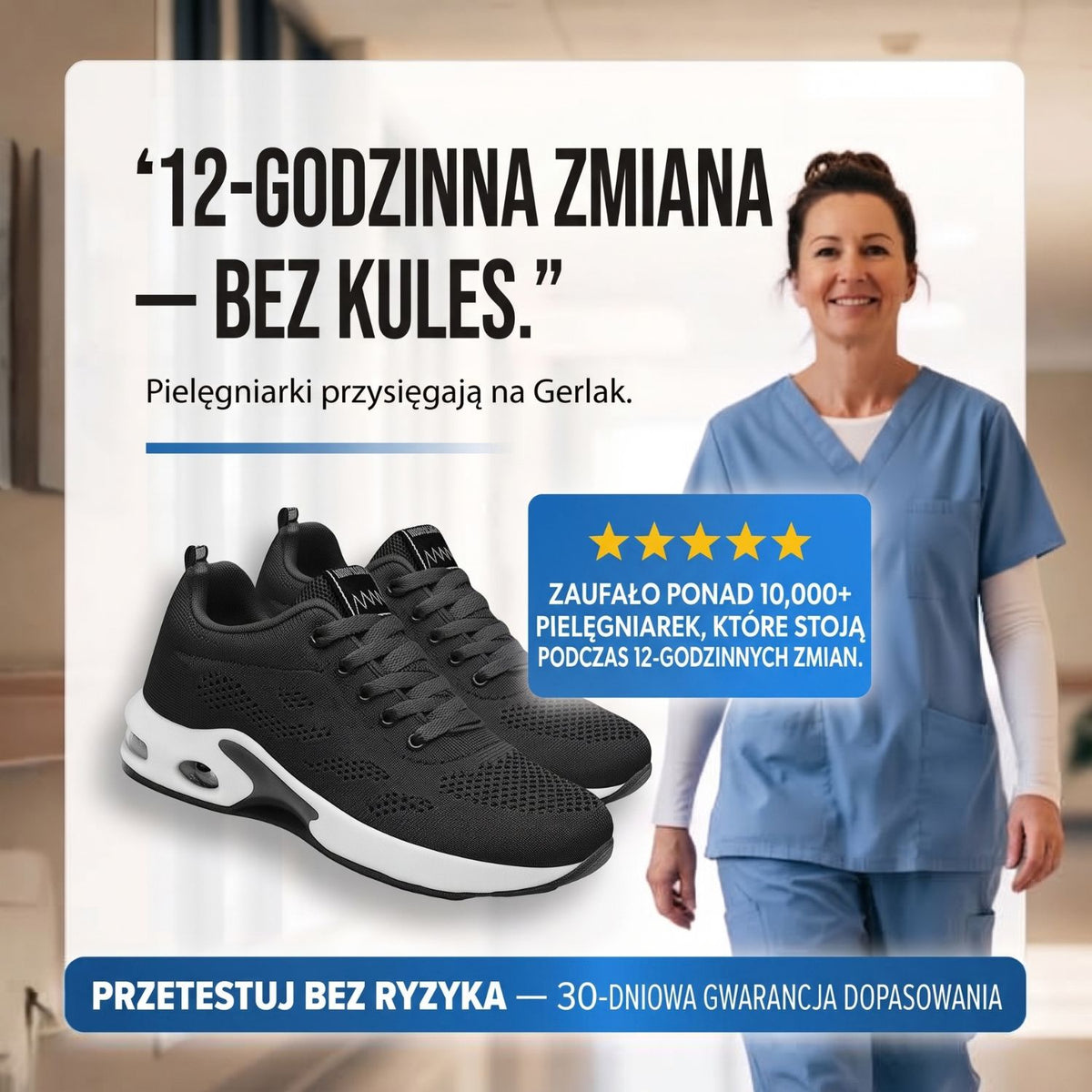 Gerlak™ Pro — Buty na 12-godzinną zmianę zapewniające całodzienną ulgę w bólu stóp, kolan i pleców