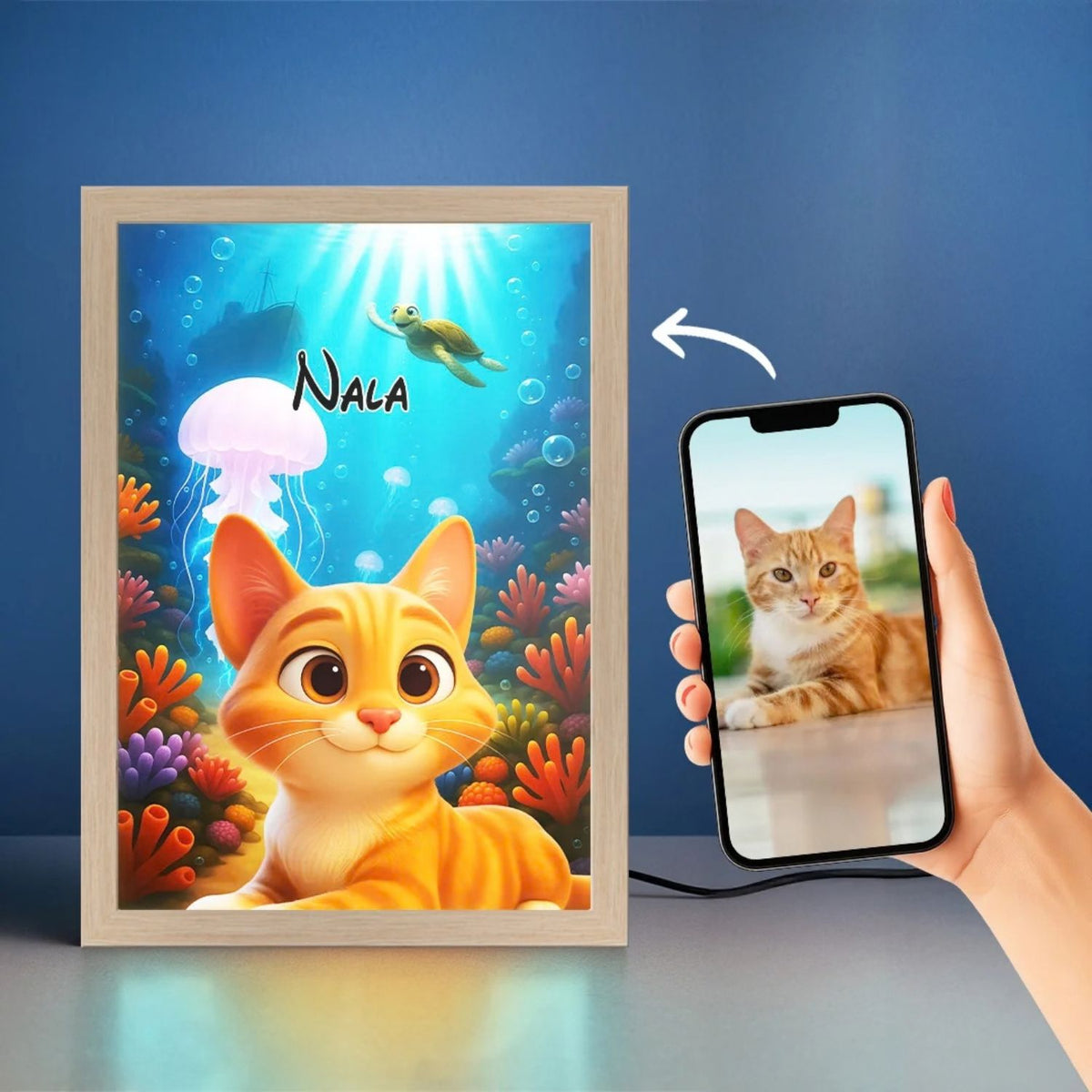 Magiczna lampka nocna LED z portretem pupila