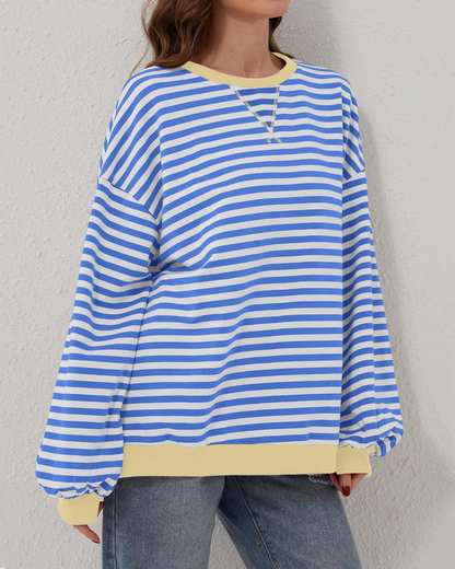 DUA | OVERSIZE'OWA BLUZA W PASKI Z DŁUGIMI RĘKAWAMI