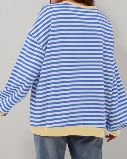 DUA | OVERSIZE'OWA BLUZA W PASKI Z DŁUGIMI RĘKAWAMI