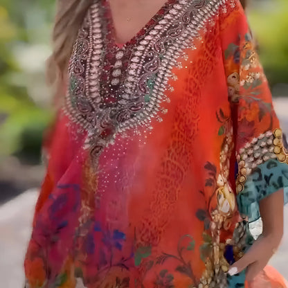Capucine – asymetryczna sukienka boho z dekoltem w serek