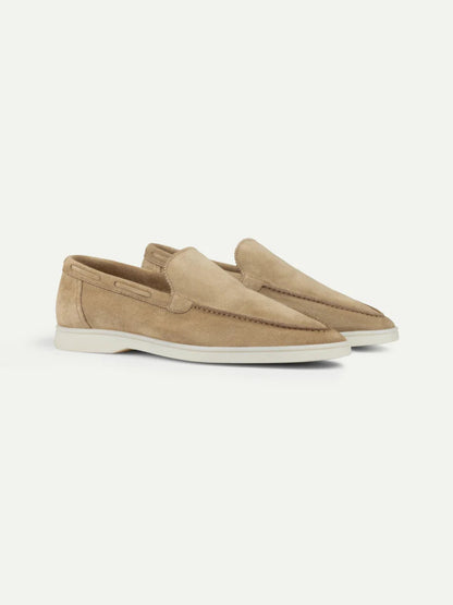 Ciemnobeżowe Zamszowe Yacht Loafers