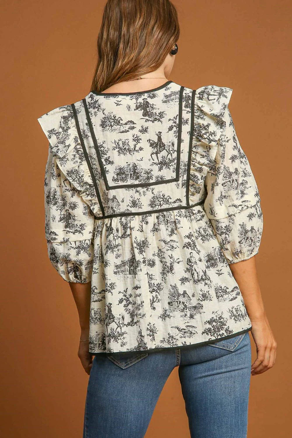Alma - Bluzka Babydoll Toile z bufiastymi rękawami