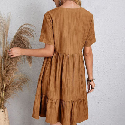 Boho Sukienka Mini z Falbanką i Dekoltem V