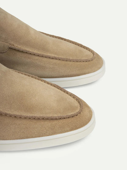 Ciemnobeżowe Zamszowe Yacht Loafers