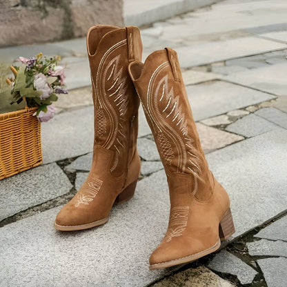 LARA - KOWBOJSKIE BUTY NA GRUBYM OBCASIE