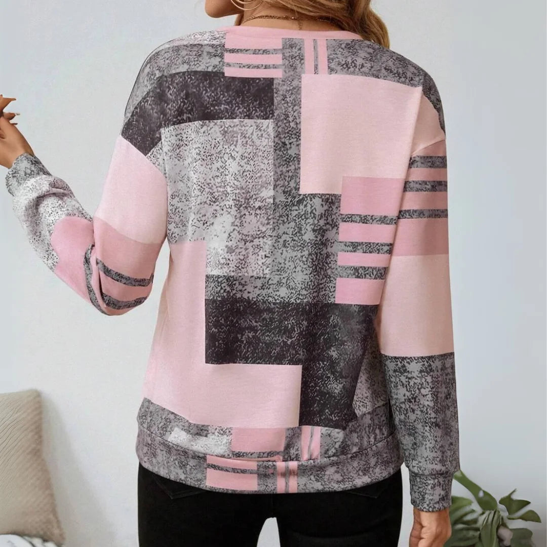 Tessa - Bluza w stylu vintage z blokami kolorów i klasą