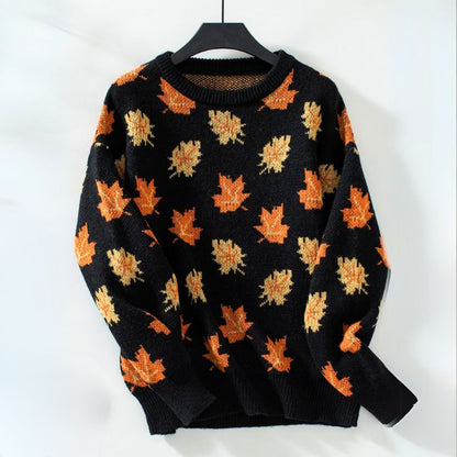 Ylva – Sweter z wzorem liści klonowych