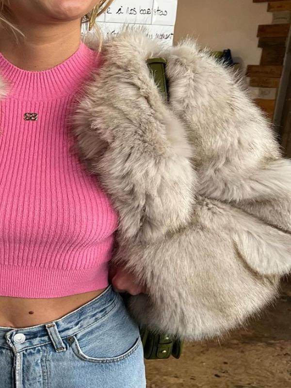 Larian - Jednolita kurtka ze sztucznego futra 