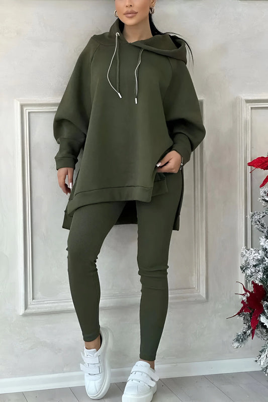 Sophie - Bluza z kapturem i joggersami z rozcięciem u dołu