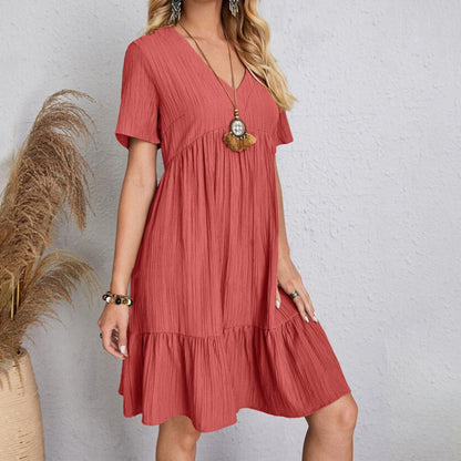 Boho Sukienka Mini z Falbanką i Dekoltem V