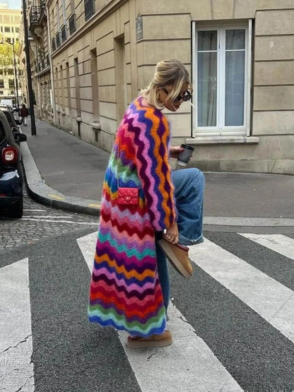 Maelle – Wielokolorowy Maxi Cardigan (Edycja Limitowana)