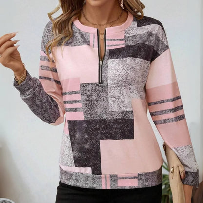 Tessa - Bluza w stylu vintage z blokami kolorów i klasą