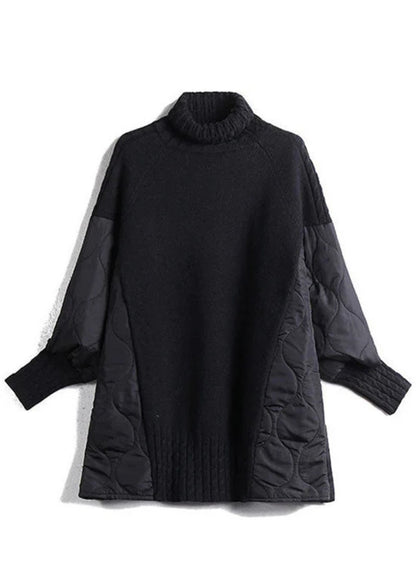 Damski Golfowy Sweter z Patchworku