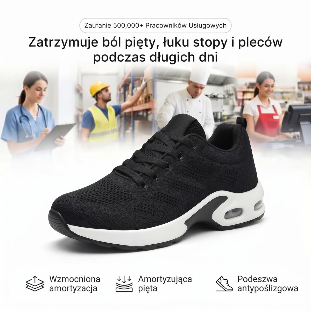 Gerlak™ Pro — Buty na 12-godzinną zmianę zapewniające całodzienną ulgę w bólu stóp, kolan i pleców