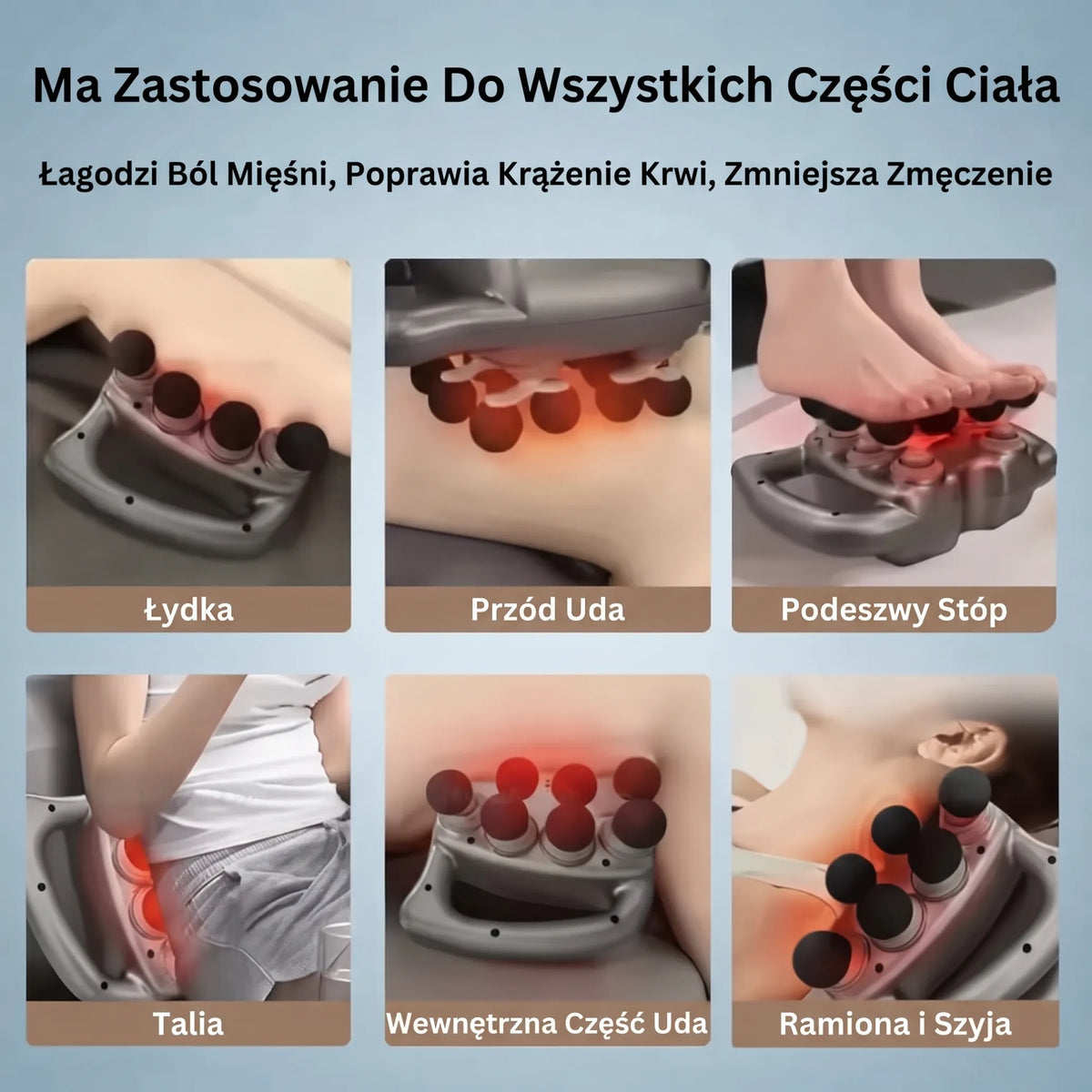 Gerlak Pistolet do masażu tkanek głębokich z 16 głowicami