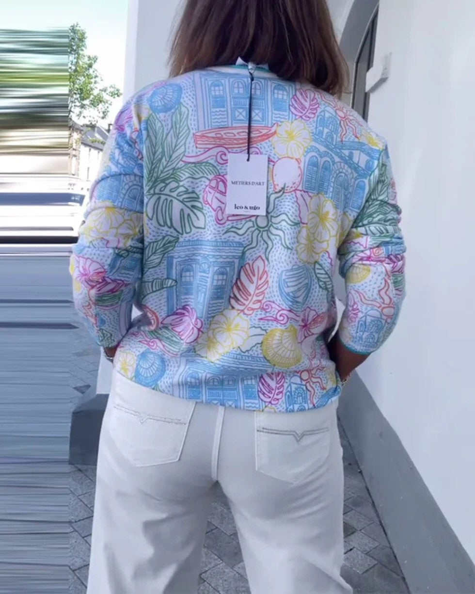 Kolorowy Sweter z Dekoltem V