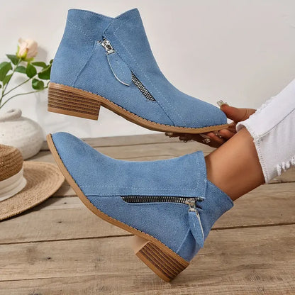 MAAIKE - RETRO BUTY ZA KOSTKĘ Z SUWAKIEM