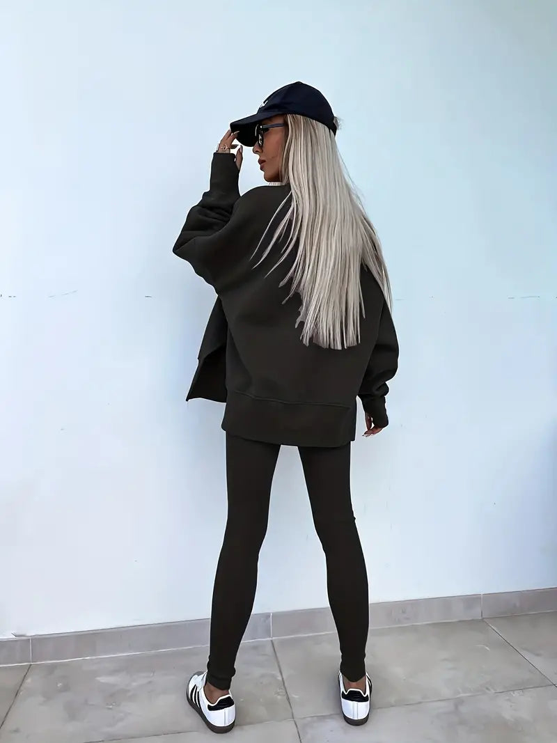 Niezabudka - Damski swobodny zestaw bluza i legginsy 