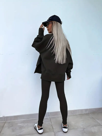 Niezabudka - Damski swobodny zestaw bluza i legginsy 