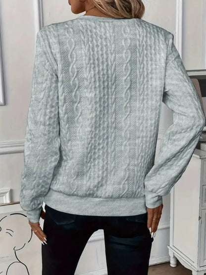 Sabine – Elegancki sweter z dzianiny kablowej z zamkiem błyskawicznym