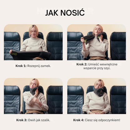 Kompaktowa poduszka podróżna NeckEase™ z naukowym podparciem głowy i szyi