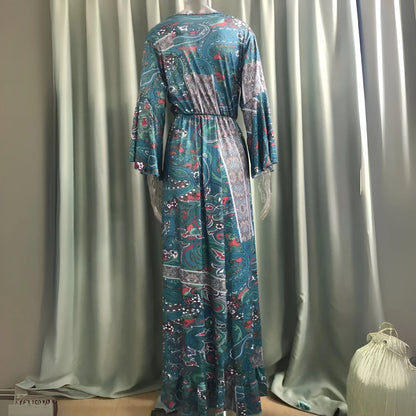 Léontine - Sukienka w stylu boho z rozkloszowanymi rękawami i kwiatowym wzorem