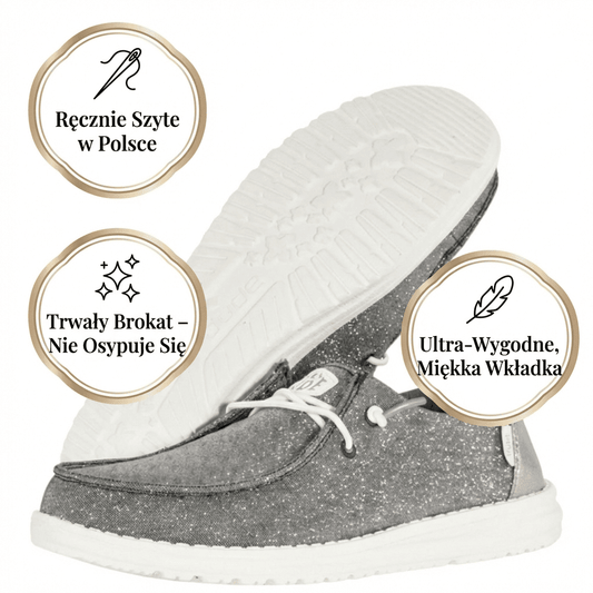 Brokatowe Buty Wsuwane Komfortowe