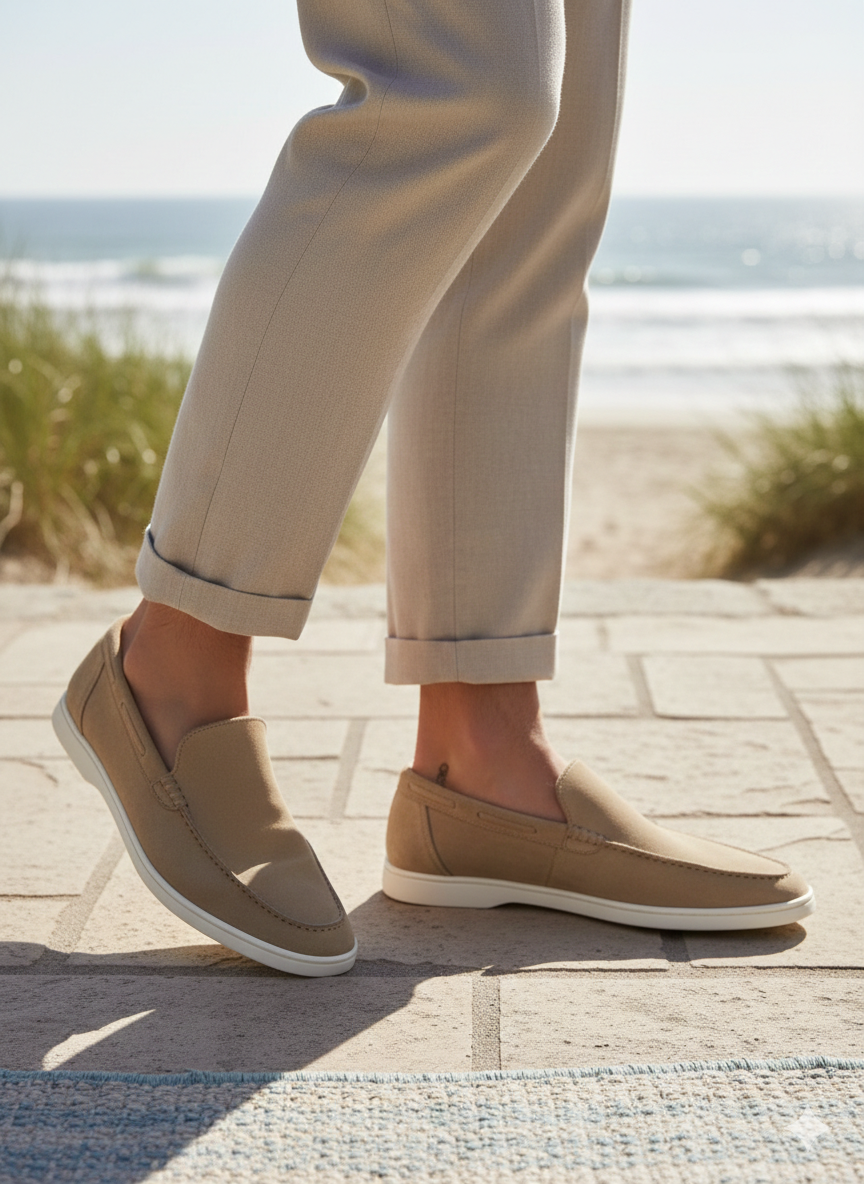 Ciemnobeżowe Zamszowe Yacht Loafers