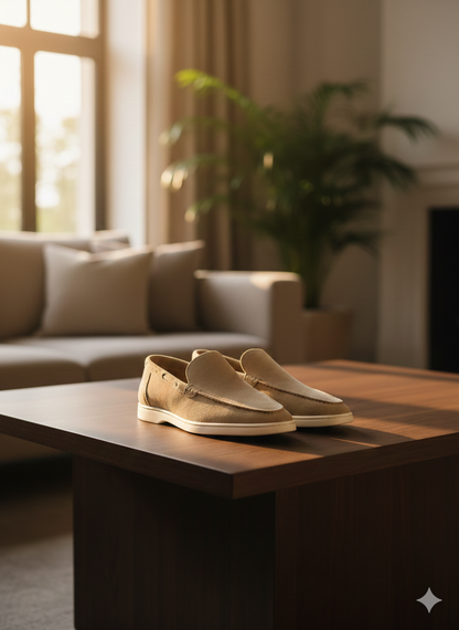 Ciemnobeżowe Zamszowe Yacht Loafers