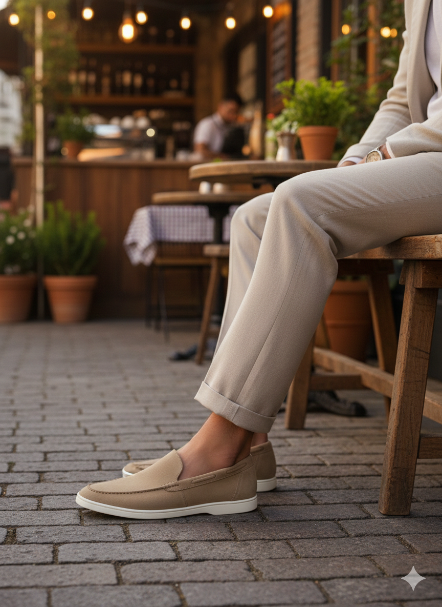 Ciemnobeżowe Zamszowe Yacht Loafers