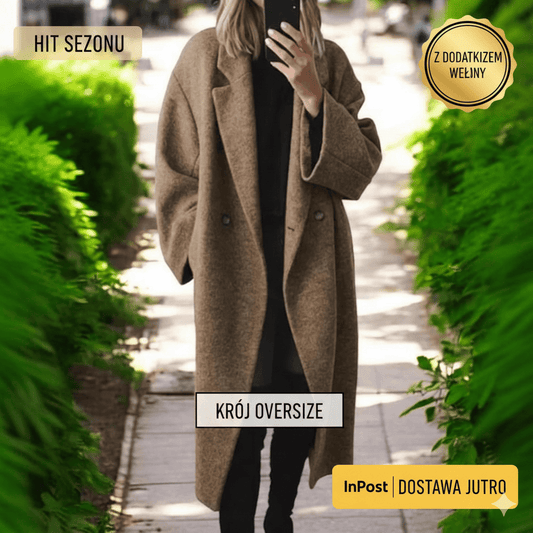 Damski Długi Płaszcz Wełniany
