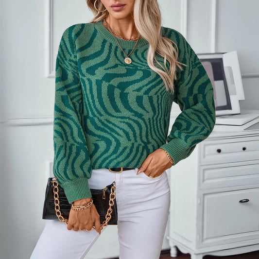 Brunhilde - damski sweter w paski z długimi rękawami
