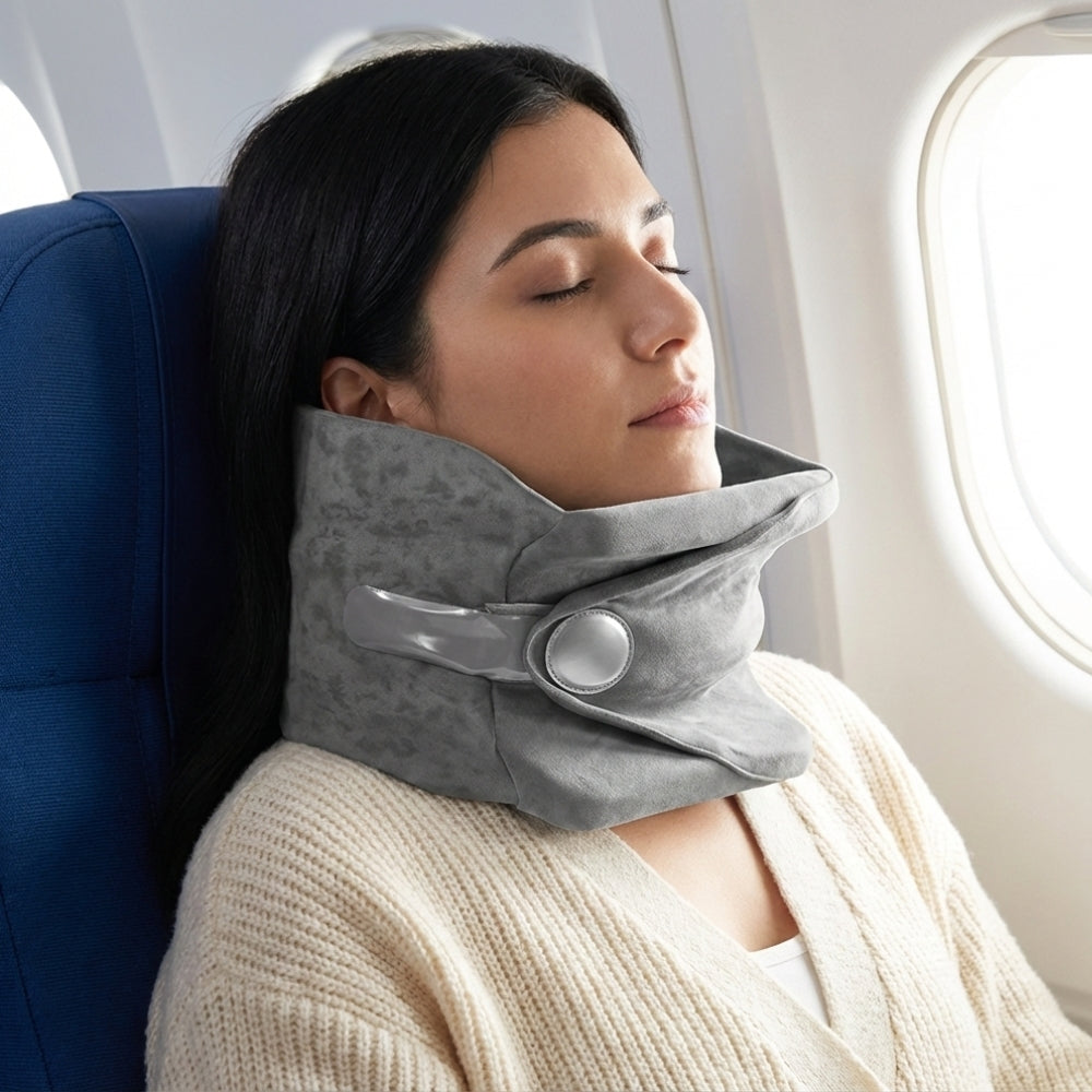 Kompaktowa poduszka podróżna NeckEase™ z naukowym podparciem głowy i szyi