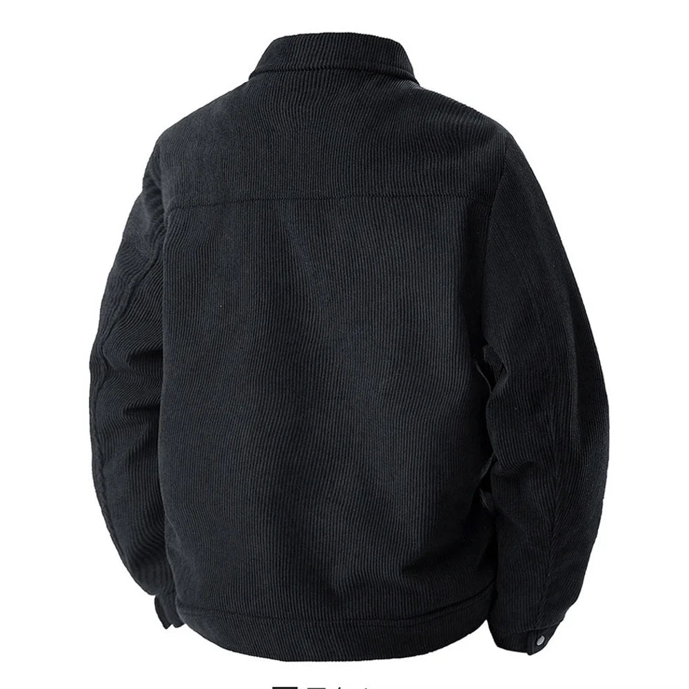 Męska casualowa kurtka sztruksowa z naszyjnikiem