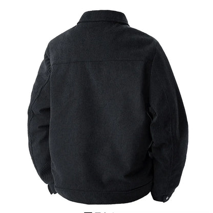 Męska casualowa kurtka sztruksowa z naszyjnikiem