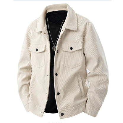 Męska casualowa kurtka sztruksowa z naszyjnikiem