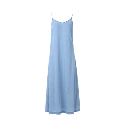 Mia - Lekka bluzka z denimu z kopertowym dekoltem i sukienka typu slip dress
