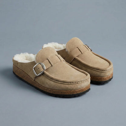 Sandały Buckley Shearling Taupe Suede