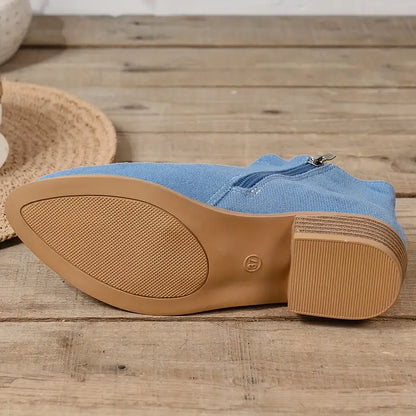 MAAIKE - RETRO BUTY ZA KOSTKĘ Z SUWAKIEM