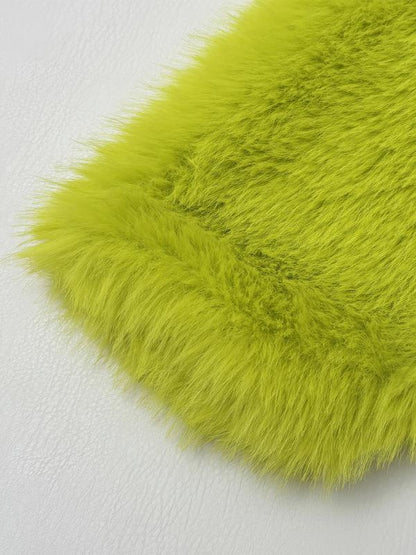 Umme - Jednokolorowy płaszcz z kapturem ze sztucznego futra 