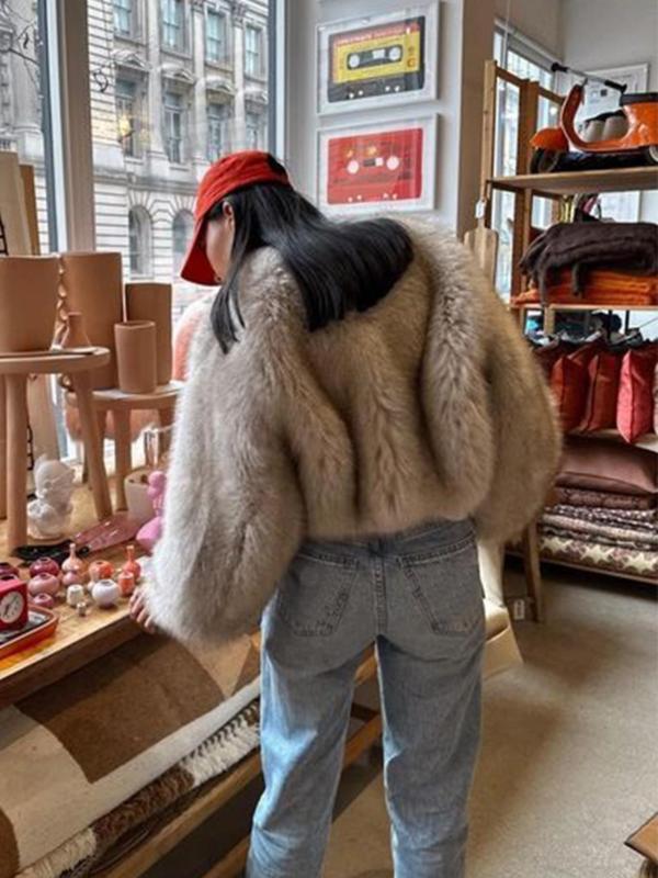 Larian - Jednolita kurtka ze sztucznego futra 