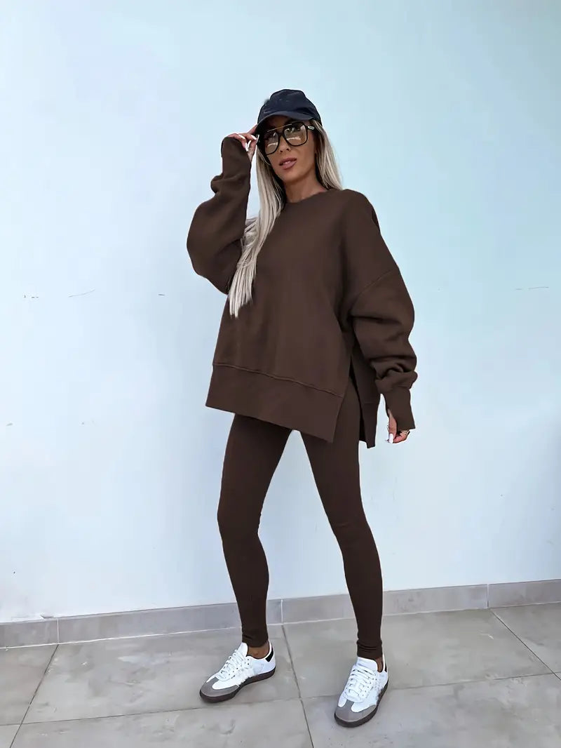 Niezabudka - Damski swobodny zestaw bluza i legginsy 